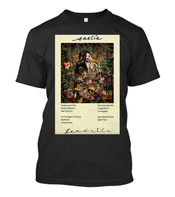 Saetia Tendrils April 27 Bowery Ballroom New York City With On The Might Of Princes Medicinal Twowayradio May 3 Lodge Room Los Angeles Very Special Guest Quiet Fear T-Shirt