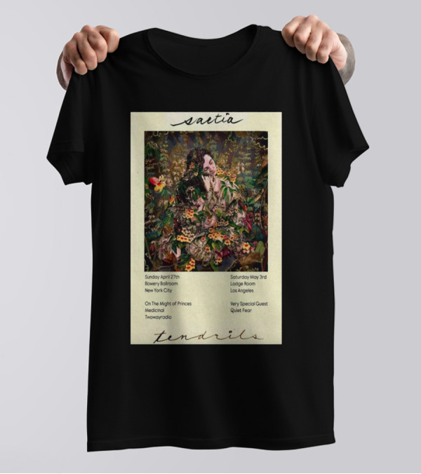 Saetia Tendrils April 27 Bowery Ballroom New York City With On The Might Of Princes Medicinal Twowayradio May 3 Lodge Room Los Angeles Very Special Guest Quiet Fear T-Shirt
