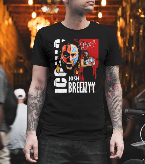 Iconic Josh Breezzyy Pro Wrestling Signature Championship Image T-Shirt