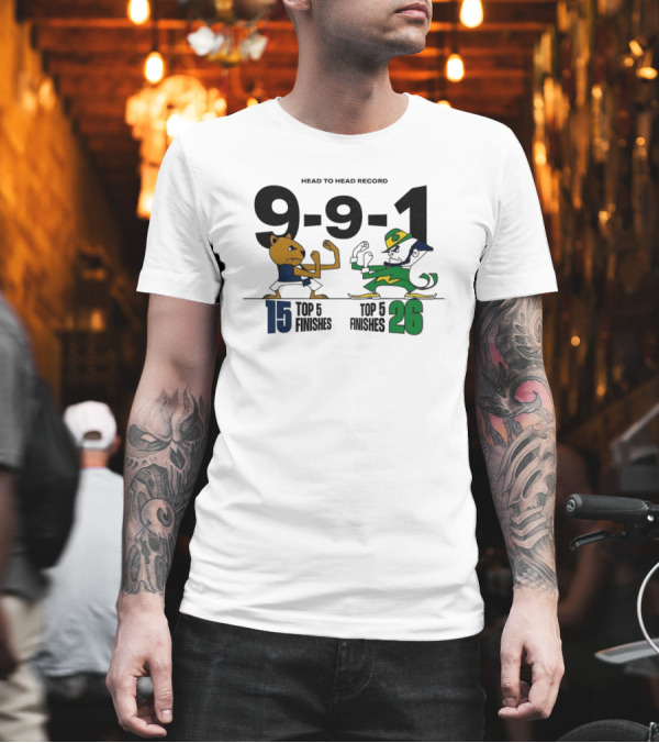 Head To Head Record 9-9-1 Penn State Nittany Lion 15 Top 5 Finishes Notre Dame Fighting Irish 26 Top 5 Finishes T-Shirt