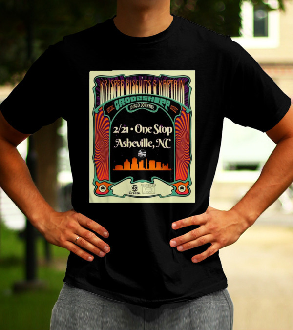 Krispee Biscuits And Kaptain Groschopp Disco Johnnie 2/21 One Stop Asheville NC T-Shirt