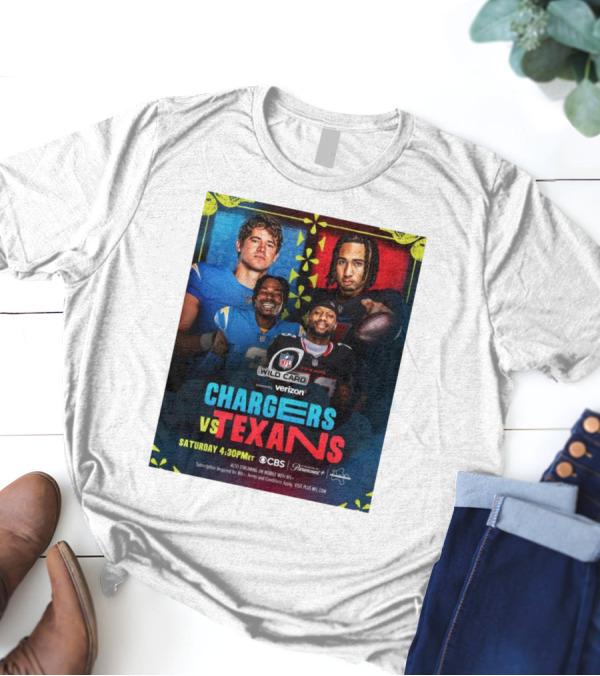 Verizon NFL Wild Card Chargers Vs Texans Saturday 4:30 PM CBS Stream Paramount Plus T-Shirt