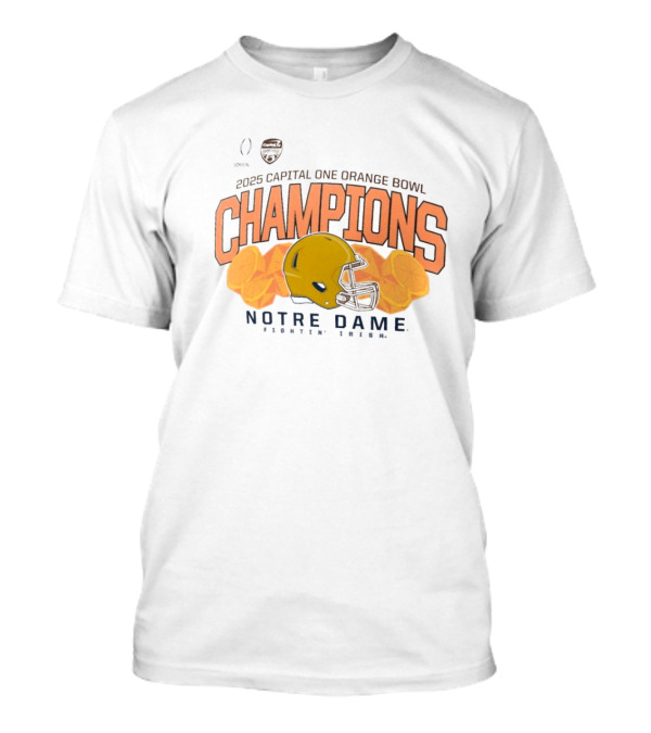Notre Dame Fighting Irish 2025 Capital One Orange Bowl Champions Helmet T-Shirt