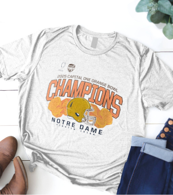 Notre Dame Fighting Irish 2025 Capital One Orange Bowl Champions Helmet T-Shirt