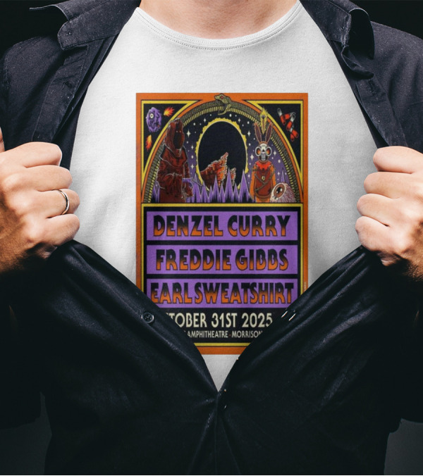 Denzel Curry Freddie Gibbs Earl Sweatshirt October 31st 2025 Red Rocks Amphitheatre Morrison Co T-Shirt