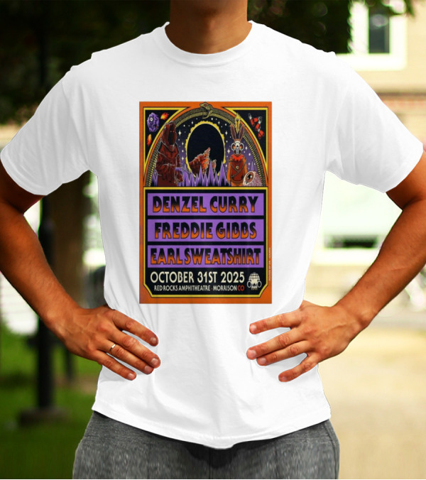Denzel Curry Freddie Gibbs Earl Sweatshirt October 31st 2025 Red Rocks Amphitheatre Morrison Co T-Shirt