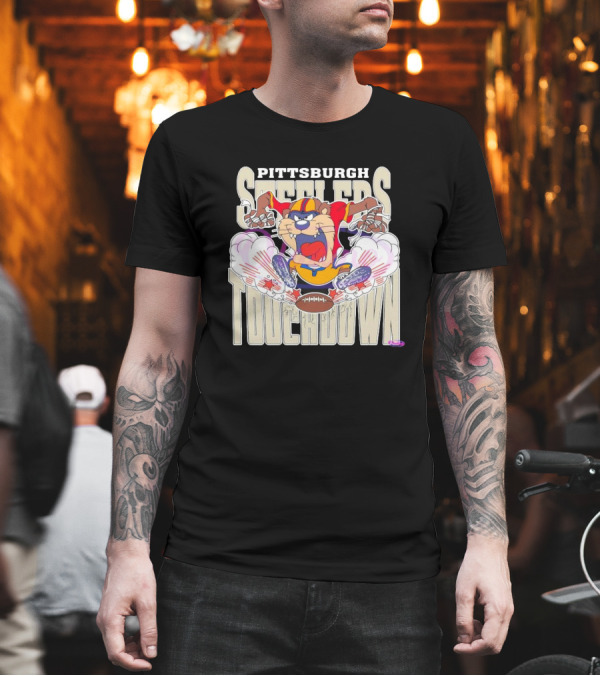 Pittsburgh Steelers Touchdown NFL Tasmanian Devil 2025 Game Day Victory T-Shirt