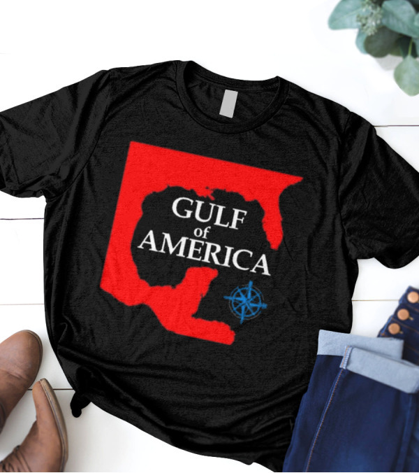 Gulf Of America Mark Kaye 2025 Map Compass T-Shirt