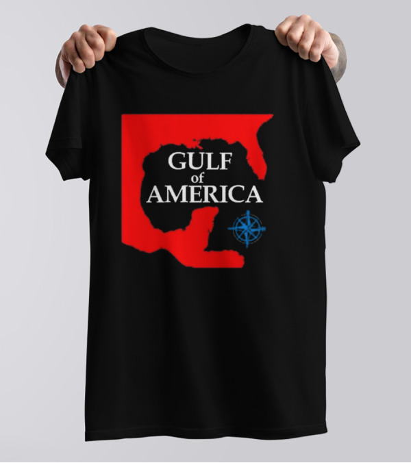 Gulf Of America Mark Kaye 2025 Map Compass T-Shirt