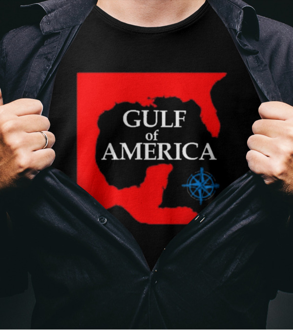 Gulf Of America Mark Kaye 2025 Map Compass T-Shirt