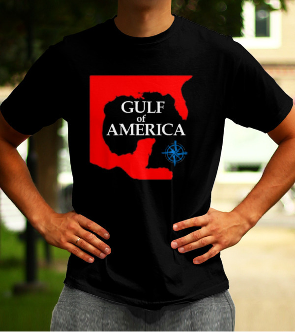 Gulf Of America Mark Kaye 2025 Map Compass T-Shirt
