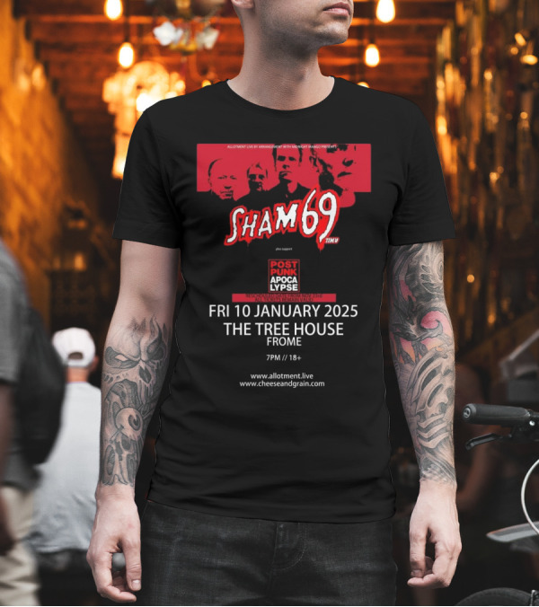 Sham 69 Post Punk Apocalypse Tour 2025 The Tree House Frome January 10 T-Shirt