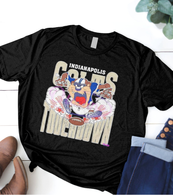 Indianapolis Colts Touchdown NFL Tasmanian Devil 2025 Football Cartoon T-Shirt