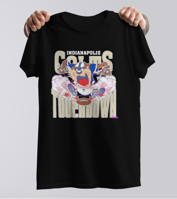 Indianapolis Colts Touchdown NFL Tasmanian Devil 2025 Football Cartoon T-Shirt