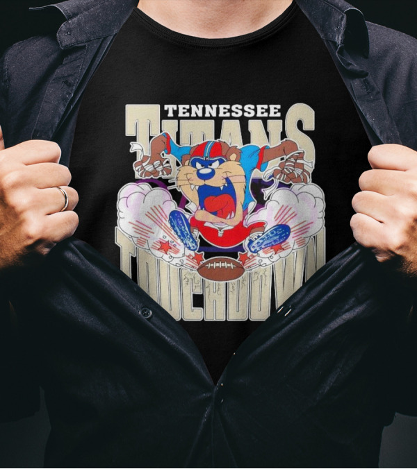 Tennessee Titans Touchdown NFL Tasmanian Devil 2025 Football Cartoon T-Shirt