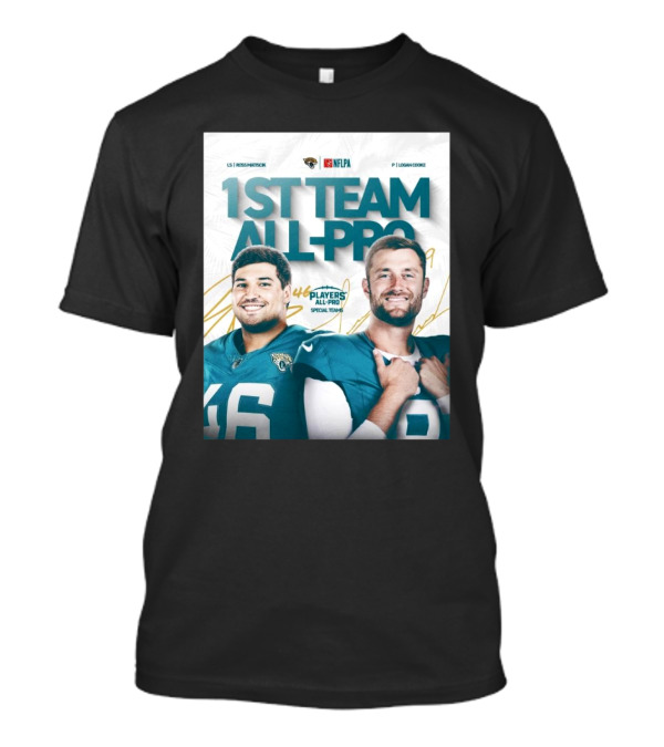 Jacksonville Jaguars NFLPA Ross Matiscik Logan Cooke 1st Team All-Pro Players Special Teams 46 9 T-Shirt