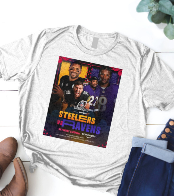 Steelers Vs Ravens AFC North NFL Wild Card Weekend Saturday 8PM Prime Video T-Shirt