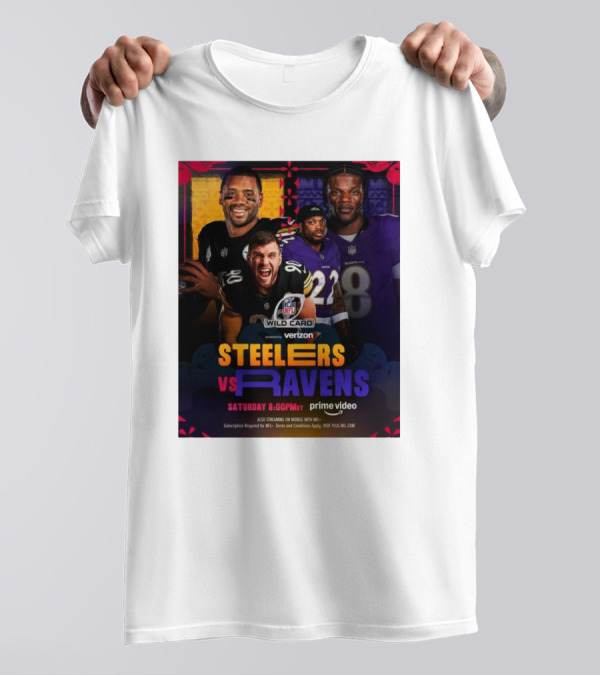 Steelers Vs Ravens AFC North NFL Wild Card Weekend Saturday 8PM Prime Video T-Shirt