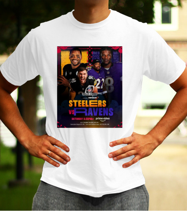 Steelers Vs Ravens AFC North NFL Wild Card Weekend Saturday 8PM Prime Video T-Shirt