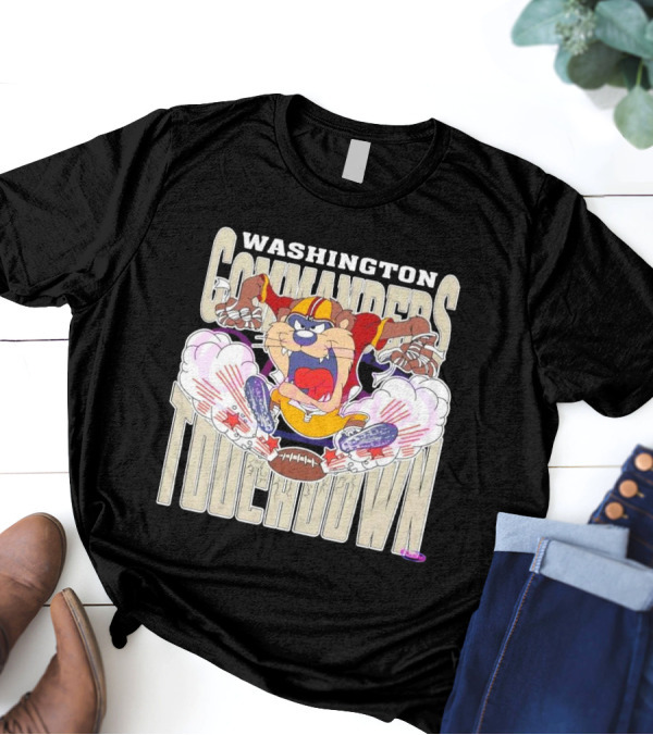 Washington Commanders Touchdown NFL Tasmanian Devil 2025 T-Shirt