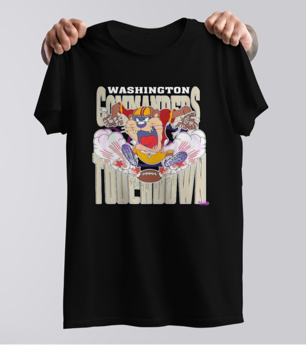 Washington Commanders Touchdown NFL Tasmanian Devil 2025 T-Shirt