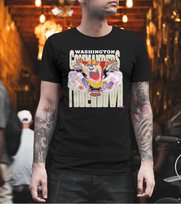 Washington Commanders Touchdown NFL Tasmanian Devil 2025 T-Shirt