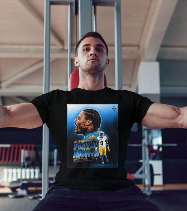 Los Angeles Chargers Derwin James AFC Defensive Player Of The Month Bolt Up 25 Total Tackles 3 Sacks 1 Forced Fumble 1 Interception T-Shirt