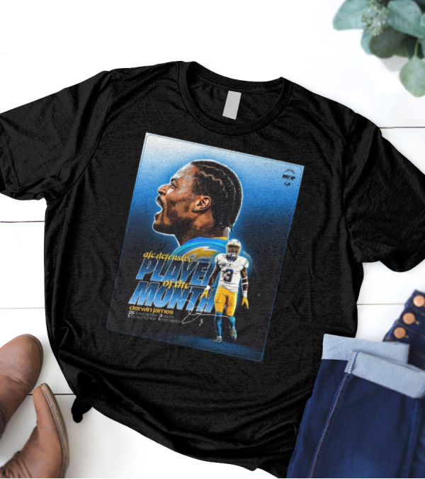 Los Angeles Chargers Derwin James AFC Defensive Player Of The Month Bolt Up 25 Total Tackles 3 Sacks 1 Forced Fumble 1 Interception T-Shirt