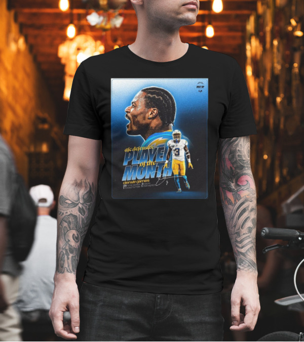 Los Angeles Chargers Derwin James AFC Defensive Player Of The Month Bolt Up 25 Total Tackles 3 Sacks 1 Forced Fumble 1 Interception T-Shirt