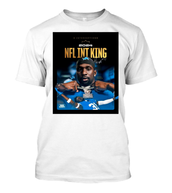 Detroit Lions Kerby Joseph 9 Interceptions 2024 NFL Int King Signature #31 T-Shirt