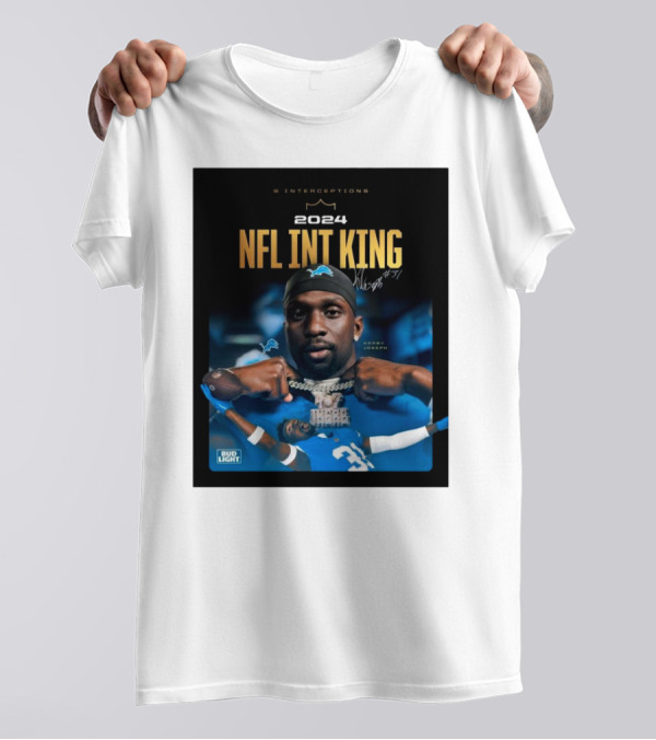 Detroit Lions Kerby Joseph 9 Interceptions 2024 NFL Int King Signature #31 T-Shirt