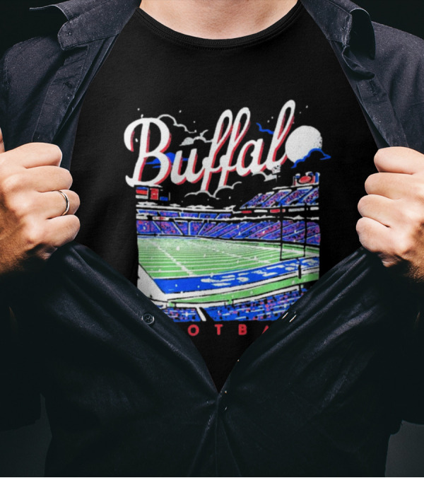 Buffalo Bills Football Night Stadium Scene NFL T-Shirt