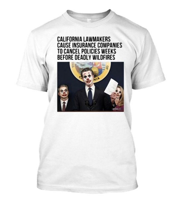 California Lawmakers Face Criticism Over Insurance Policy Cancellations Amid Wildfire Concerns With Joker T-Shirt