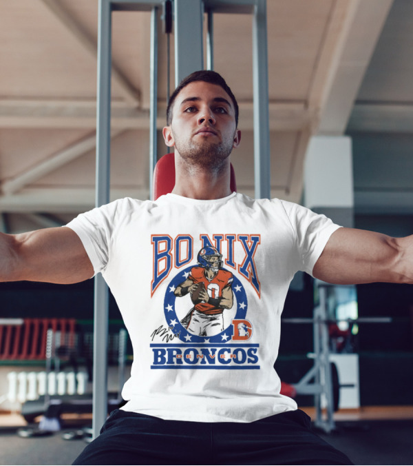 Denver Broncos Bo Nix Signature Logo Broncos Player NFL T-Shirt