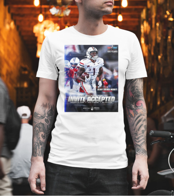 Jacory Croskey-Merritt Arizona Wildcats East-West Shrine Bowl Invite Accepted January 30 2025 AT&T Stadium NFL Network T-Shirt