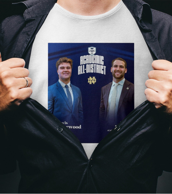 Notre Dame Fighting Irish Academic All-District Honors Davis Sherwood Jack Kiser CSC Finalist T-Shirt
