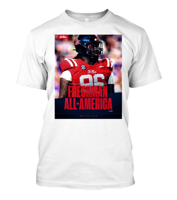 Ole Miss Rebels Jamarious Brown Freshman All-America Football Writers Association Team T-Shirt