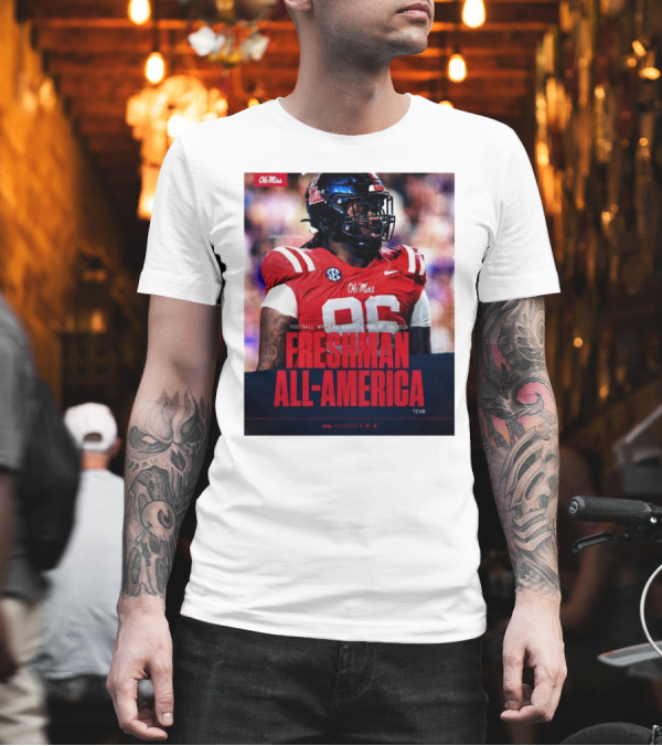 Ole Miss Rebels Jamarious Brown Freshman All-America Football Writers Association Team T-Shirt