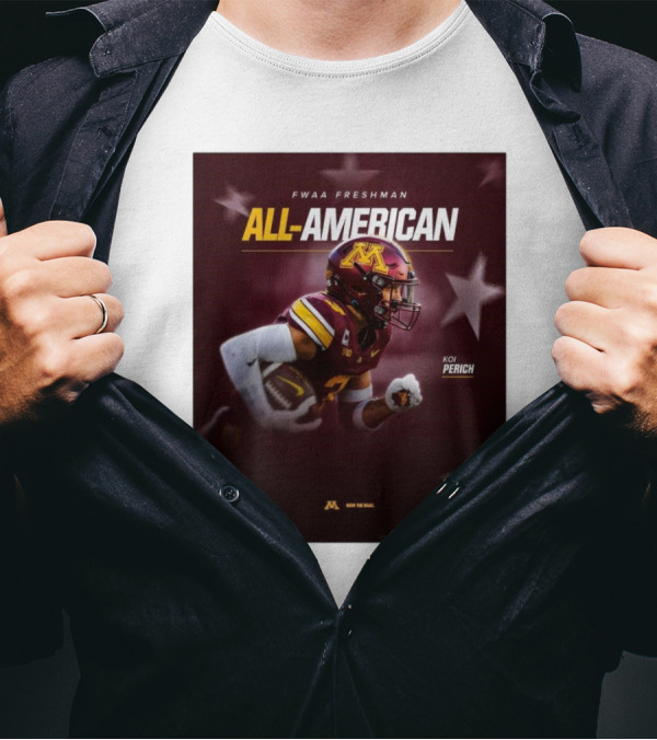 FWAA Freshman All-American Koi Perich Minnesota Golden Gophers Row The Boat T-Shirt