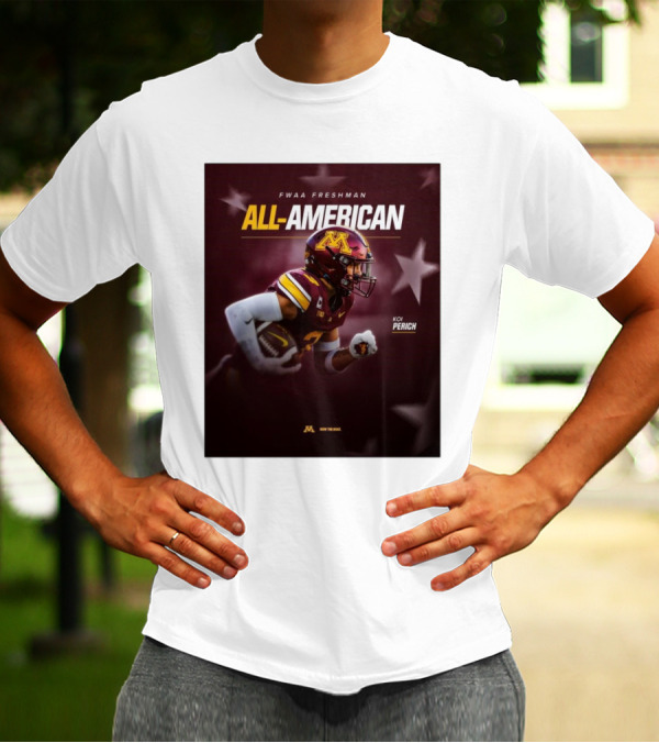 FWAA Freshman All-American Koi Perich Minnesota Golden Gophers Row The Boat T-Shirt