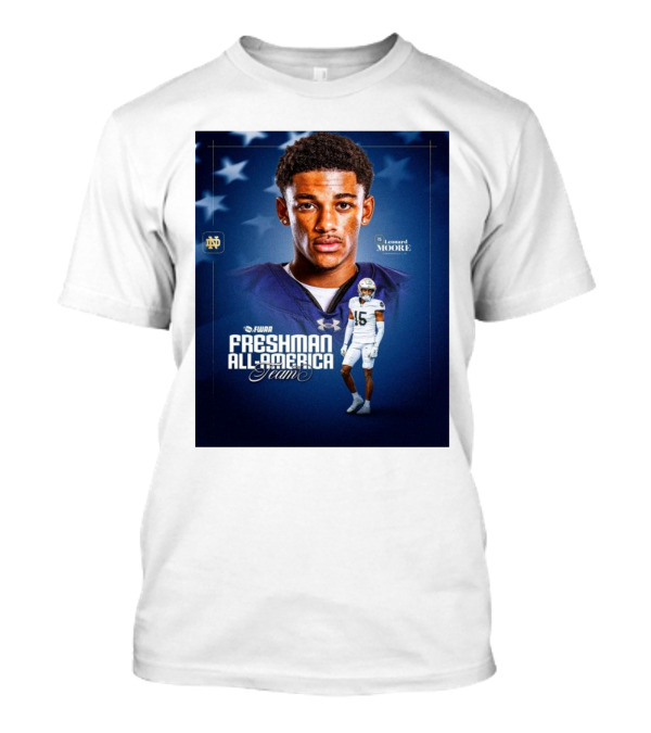 Notre Dame Fighting Irish Leonard Moore FWAA Freshman All-America Team Cornerback T-Shirt