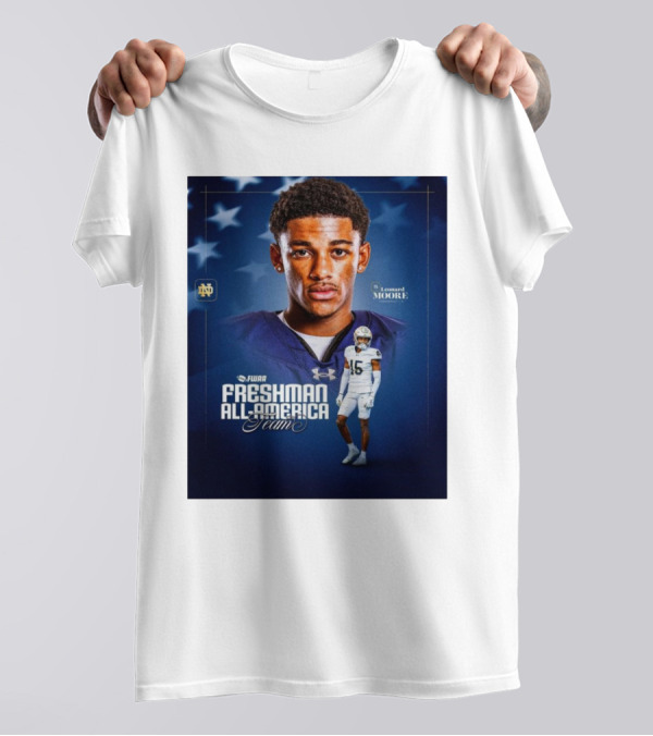 Notre Dame Fighting Irish Leonard Moore FWAA Freshman All-America Team Cornerback T-Shirt