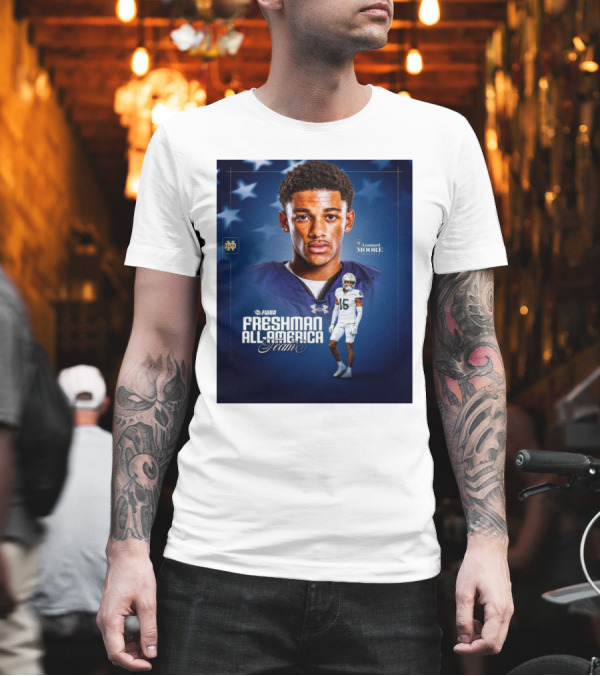Notre Dame Fighting Irish Leonard Moore FWAA Freshman All-America Team Cornerback T-Shirt