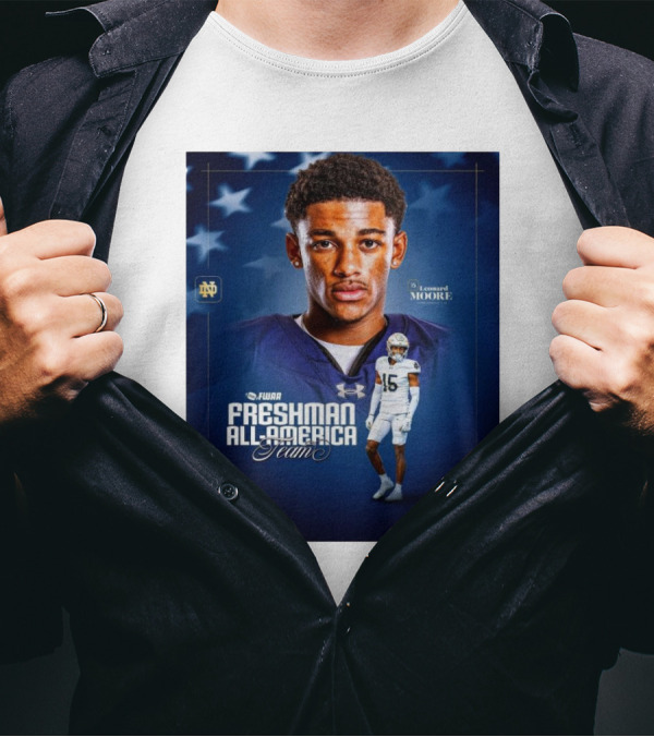 Notre Dame Fighting Irish Leonard Moore FWAA Freshman All-America Team Cornerback T-Shirt