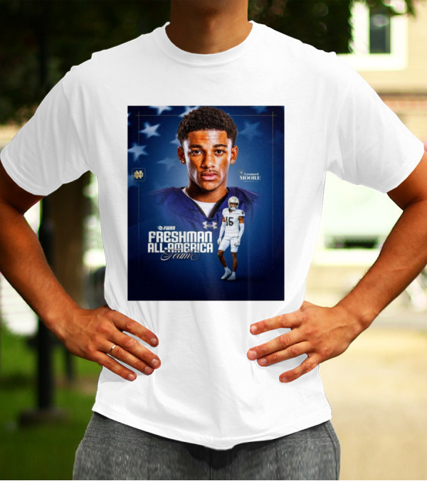 Notre Dame Fighting Irish Leonard Moore FWAA Freshman All-America Team Cornerback T-Shirt