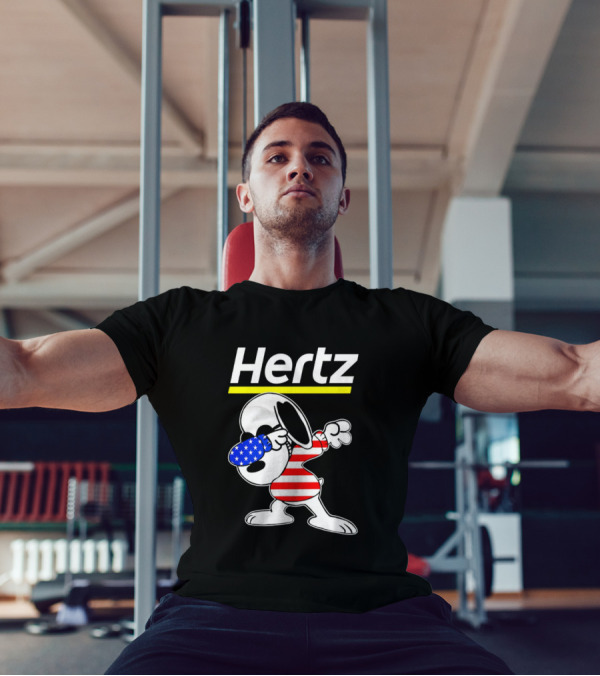 Hertz Snoopy Dabbing American Flag Pattern T-Shirt
