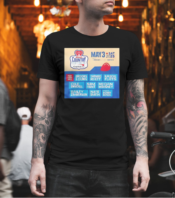 I Heart Country Festival 2025 Lineup Featuring Brooks & Dunn Thomas Rhett Rascal Flatts May 3 Austin TX T-Shirt