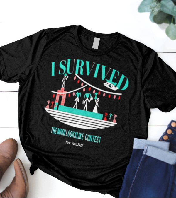 I Survived The Miku Lookalike Contest New York 2025 Blimp Stage Figures T-Shirt