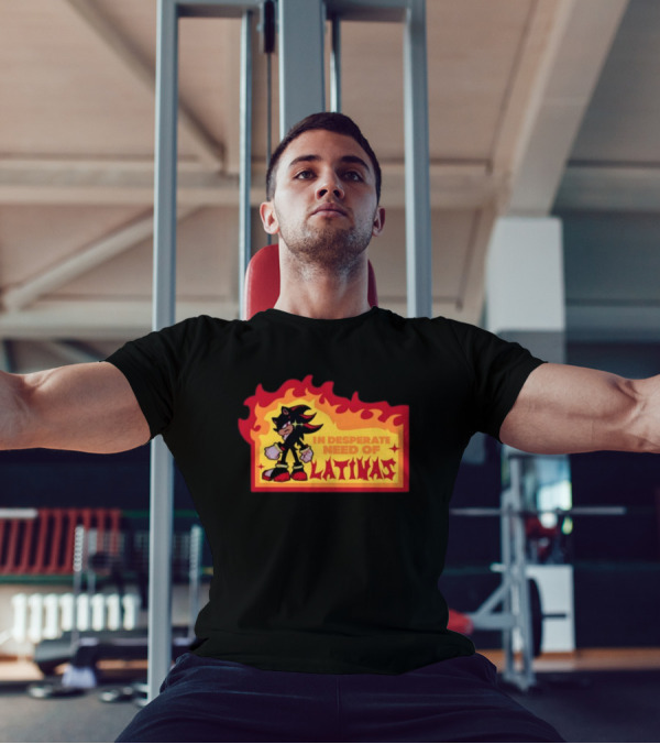 Shadow The Hedgehog In Desperate Need Of Latinas Flame Background T-Shirt