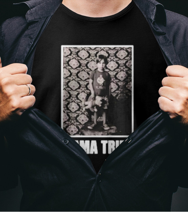 James Clark Mama Tried Child Holding Teddy On Abstract Wallpaper T-Shirt
